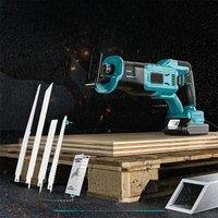 Cordless Reciprocating Saw Variable Speed 3200 SPM Brushless Wood Metal Electric Saw With 4PCS Blades for Makita 18V Battery