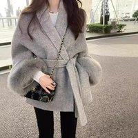 High End Double-sided Wool Strapping Real Wool Fur Coat Women's Removable Cuffs Fox Fur Temperament