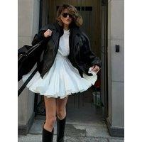 Summer Sweet White Ruffles Pleated Mini Skirt Women Elegant Casual High Waist Fluffy A-line Skirts