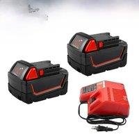 For Milwaukee M18 Power Tool Battery, Charger, BR, XC, 18V, 12800mAh M18B5, 48-11-1860, Built-in