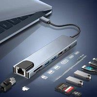 8 in 1 USB Type C Hub for MacBook Pro USB Adapter Dual USB C To HDMI-Compatible USB3.0 SD/TF Card for MacBook Mac Laptops
