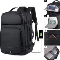Expandable Mens 17 Inch Laptop Backpacks Waterproof Notebook Bag USB Schoolbag Sports Travel School