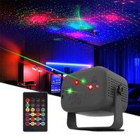 5Holes Mini Laser Light LED Disco Party Light Sound Activated Laser Light Remote Control LED Strobe Light Holiday ChristmasDecor