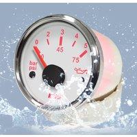 KUS Brand New 0-5Bar Display Auto Oil Pressure Gauges 52mm 0-75Psi Marine Black Oil Pressure Meters with Red Yellow Backlight