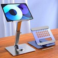 Aluminum Tablet Stand Desk Riser 360 Rotation Multi-Angle Height Adjustable Foldable Mount Dock