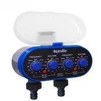 Ball Valve Electronic Two Outlet Four Dials Water Timer with Rain Sensor Hole Garden Irrigation
