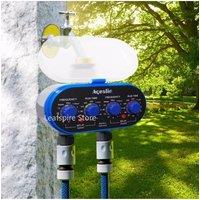 Ball Valve Electronic Two Outlet Four Dials Water Timer with Rain Sensor Hole Garden Irrigation