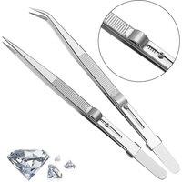 Precision Adjustable Slide Lock Tweezers 6.38" Anti Static Forceps for Jewelry Electronic Components Holding Tightly Repair Tool