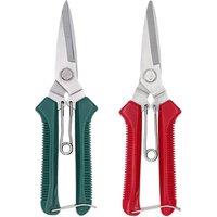 DGEV190mm Straight Head Pruning Shears Stainless Steel Non Slip Handle Garden Scissors for Bonsai Household Use