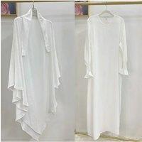 Long Khimar Abaya Set 2 Piece Jilbab Dress+ Hijab Scarf Muslim Women Prayer Outfit Ramadan Eid
