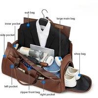Leather Foldable Duffle Bag Suit Travel Bag Waterproof Extra Large WeekendBag Portable FlightBag