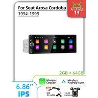 For Seat Arosa Cordoba 1994-1999 1Din Android Radio Carplay Android Auto 6.86" Stereo Car Multimedia Head Unit GPS BT Navigation