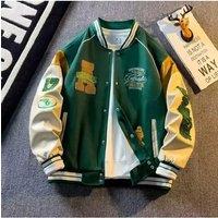 2025 New Spring Men's Woolen Jacket Embroidered Vintage Style Korean Trendy Baseball Uniform