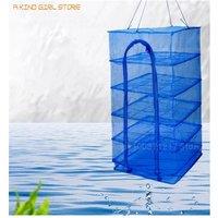 Foldable 4 Layers Drying Fishing Net Hanging Vegetable Fish Dishes Dryer Bag Hanger Fish Fishing Flowers Buds Plants Organizer