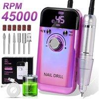 45000RPM Electric Nail Drill Machine Professional Nail Drills for Gel Nails Polish Rechargeable