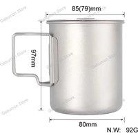 Outdoor Titanium Pot 450ml 550ml 650ml 750ml Picnic Titanium Camping Cookware Water Mug
