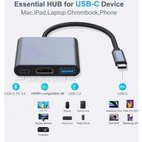 3 in 1 Usb-C Usb Hub Male To Female Hdmi-Compatible 4k Usb 3.1 Type-C To Usb 3.0 Charging Adapter