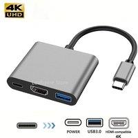 3 in 1 Usb-C Usb Hub Male To Female Usb 3.0 Charging Adapter for Macbook AirHdmi-Compatible 4k Usb