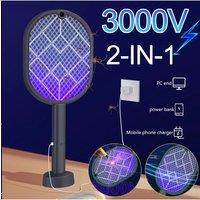Electric Mosquito Killer 2-in-1 Fly Swatter Trap Electric Mosquito Swatter USB Rechargeable Mosquito