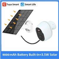 3MP Tuya Smart Life 5200/9000mAh Rechargeable Battery Solar Outdoor WIFI IP65 1080P Surveillance Security Siren Camera