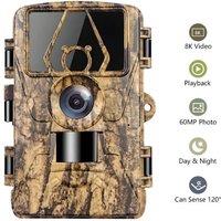 PR801 60MP Outdoor WIFI Hunting Trail Camera APP Control 8K Night Vision Motion Infrared Detection