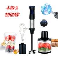 1000W Kitchen Immersion Blender 4 in 1 Stainless Steel handhold veggie Meat Chopper leg Whisk