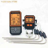 4 Probes Backlight LCD Display 100M Wireless Range Digital Kitchen Cooking BBQ Oven Meat Thermometer With Alarm