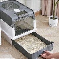 Extra Large Cat Litter Box with Lid and Spoon, Odor Proof Fully Enclosed Drawer Style Top in Cat