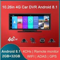 4 Camera Andriod 8.1 GPS Navigation 10.26" IPS Wifi FHD 1080P DVR Dash Cam Video Recorder Registrar Parking Monitoring