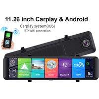 11.26 Inch Carplay & Android Auto DVR Car Rearview Mirror Dual Lens 2K Bluetooth 1080P WiFi GPS FM Dash Cam Video Recorder
