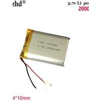 3.7V 2000mAh Lipo Polymer Lithium Rechargeable Battery + jst 1.25mm 2pin Plug 103450 For MP3 GPS Navigator DVD Mobile Phone