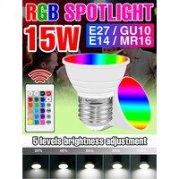 15W RGB LED Bulb E27 Smart Lamp E14 IR Remote Control Dimmable Colorful Spotlight GU10 For Home Atmosphere Decor MR16 Neon Light