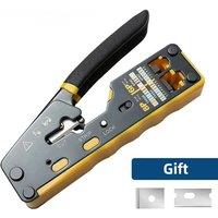 ZoeRax RJ45 Crimp Tool Pass Through Crimper Cutter for Cat6 Cat5 Cat5e 8P8C Modular Connector Ethernet All-in-one Wire Tool
