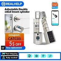 New Adjustable Replacement Tuya APP Fingerprint Cylinder Electronic Smart Door Lock Digital Keypad Code Keyless