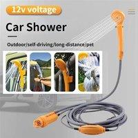Car Shower 12V Electric Outdoor Camping Shower Water Bag Kit Travel Car Wash Hiking Flowering Plant