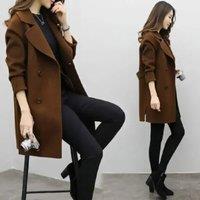 2025 Autumn/winter New Women's Medium-length Woolen Overcoat Loose-fit Slimming Double-row Buttoned