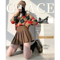 100-crotch Women High-waist Slimming College Style A- Crotch Half-skirt Autumn Winter Short Wool Skirt Fresh Sweet Style