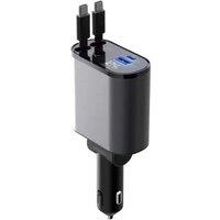 4 in 1 120W Fast Car Phone Charger Retractable Type-c Car Charger USB Car Charger for iPhone Android