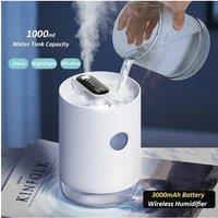 Home Air Humidifier 1L 3000mAh Portable Wireless USB Aroma Water Mist Diffuser Battery Life Show