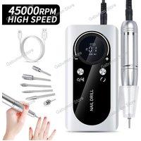45000RPM Rechargeable Nail Drill Machine Display Low Noise Professional Nail Polish Sander for