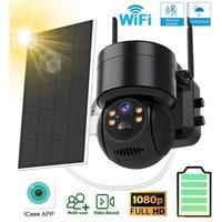 4MP Wifi Solar Camera PIR Detection PTZ Wireless Outdoor Surveillance Cameras Solar Powered Panel