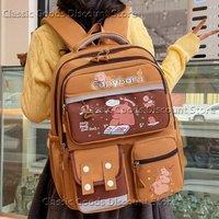 Cartoon Large Capacity Capybara Backpack Nylon Stain-resistant Students Schoolbag Multipurpose Multi-layer Book Bags