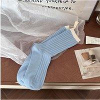 Korean-style socks, women's color-blocking, pile socks, artistic mid-calf socks, and niche women's