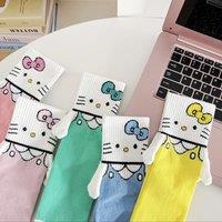 Anime cartoon socks, Japanese-style cat mid-calf socks, funny and cute, hand-holding socks, niche