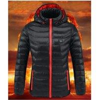 Women USB Electric Battery Heated Jackets Outdoor Long Sleeves Heating Hooded Coat Jackets Warm