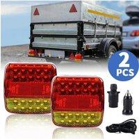 2pcs Wireless Magnetic LED Truck Tail Light Trailer Rear Light Signal Warning Brake Light for Caravans Campers Lorry RV