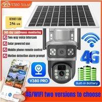 4K 8MP 4G Dual Lens Solar Camera Free 256G Memory Gift Dual Screens Tracking Outdoor WIFI Security CCTV Surveillance IP Camera
