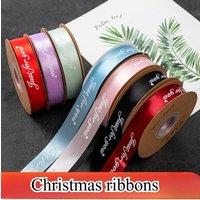 2.5cm Gift Flowers Packaging Flower Cake Ribbon Printing English Letters Ribbon Bouquet Ribbon Silk