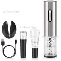 4 in 1 Electric Red Wine Bottle Opener Automatic Corkscrew Foil Cutter USB Cable Kitchen Accessories