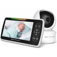 New 5-Inch Wireless Video Color Baby Monitor Indoor Security Camera Night Vision Security Baby Monitor Two-Way Talk Bbaby Camera